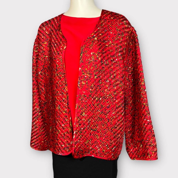 Chico's (L) Woven Silk Jacket - Picture 10 of 10